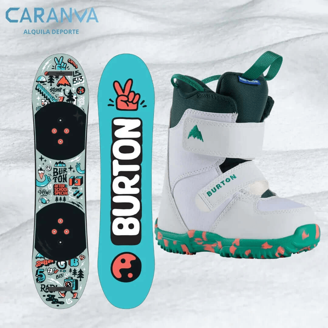 Alquiler esquís Bariloche 2025 - SnowBoard / Junior / Equipo Completo -CaranvaSports - temporada 2026