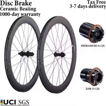 Jogo de rodas de carbono CSC 700C – Travão de disco cerâmico, Clincher Tubeless, 25mm